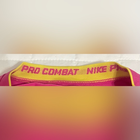 Nike Pro Combat Dri-Fit Pink Fitted V-Neck Long Sleeve Size XL - Picture 6 of 7